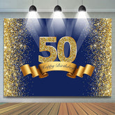 Toile de fond bleu marine et or joyeux 50e anniversaire