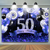 Toile de fond bleu marine Bokeh Glitter Diamonds 50e anniversaire