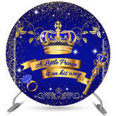 Toile de fond de douche de bébé cercle couronne bleu marine pour garçon