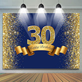 Toile de fond bleu marine or bokeh joyeux 30e anniversaire