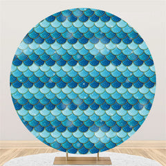 Toile de fond ronde de fête d'anniversaire à motif de sirène bleu marine