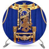 Toile de fond ronde bleu marine Notre Petit Prince pour fête prénatale