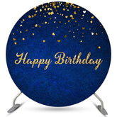 Bleu marine avec toile de fond Golden Dot Circle Happy Birthday
