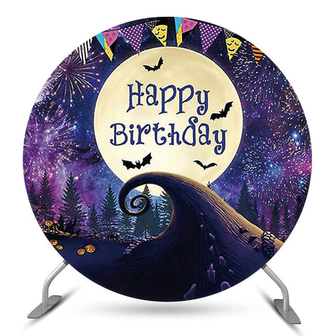 Toile de fond d'anniversaire Nightmare Halloween Moon Circle Toile de fond d'anniversaire Nightmare Halloween Moon Circle