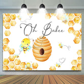 Oh Babee Toile de fond jaune et blanche pour douche de bébé