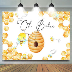Oh Babee Toile de fond jaune et blanche pour douche de bébé