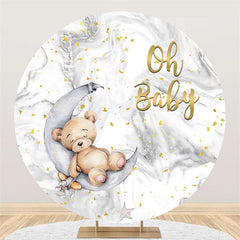Oh bébé ours et cercle de lune toile de fond pour baby shower