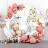 Oh bébé ours et cercle de lune toile de fond pour baby shower
