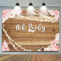 Oh Baby Flower Toile de fond de douche de bébé en bois pour fille