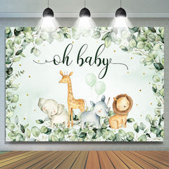 Oh bébé feuilles vertes toile de fond de douche de bébé animal de la jungle