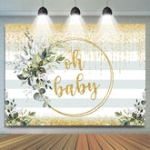 Oh Baby Greenery Toile de fond à paillettes dorées pour baby shower