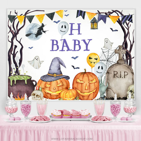 Oh Baby Halloween Pumpking Thème douche de bébé Toile de Fond Oh Baby Halloween Pumpking Thème douche de bébé Toile de Fond