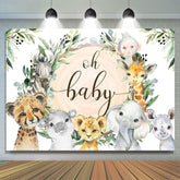 Oh Baby Jungle Animals Toile de fond de douche de bébé verte pour garçon