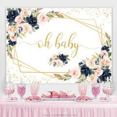 Oh Baby Pink Floral Gold Glitter douche de bébé Toile de fond