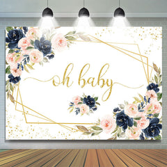 Oh Baby Pink Floral Gold Glitter douche de bébé Toile de fond