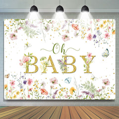 Oh Baby Spring Floral White Gender Reveal Backdrop