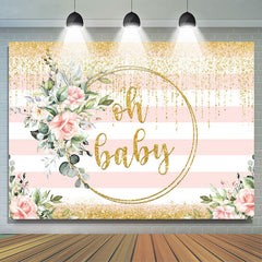 Oh bébé rayures blanches Glod Bokeh toile de fond de douche de bébé