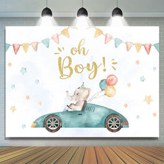 Oh Boy Ballon Éléphant Baby Shower Photo Toile de Fond