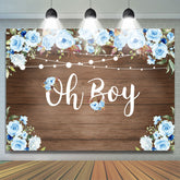 Oh Boy Blue Roses Wood and Lights Baby Shower pour garçon
