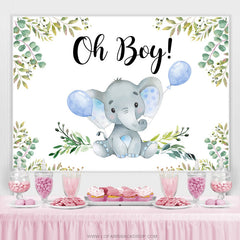 Oh Boy Elephant Ballon Genre douche de bébé Toile de fond