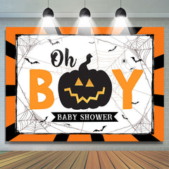 Toile de fond de douche de bébé thème citrouille d'Halloween Oh Boy