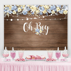Décors floraux en bois rustique Oh Boy pour baby shower