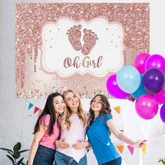 Toile de fond de douche de bébé Oh Girl Pink Glitter pour la fête