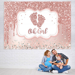 Toile de fond de douche de bébé Oh Girl Pink Glitter pour la fête