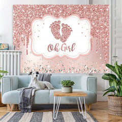 Toile de fond de douche de bébé Oh Girl Pink Glitter pour la fête