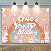 One Groovy Babe Rainbow Girl 1er anniversaire toile de fond