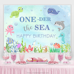 Oneder The Sea Animal Joyeux Anniversaire Toile de Fond de l'Eau