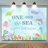 Oneder The Sea Animal Joyeux Anniversaire Toile de Fond de l'Eau