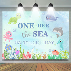 Oneder The Sea Animal Joyeux Anniversaire Toile de Fond de l'Eau
