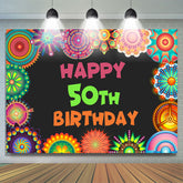 Queue de paon fleur noir joyeux 50e anniversaire toile de fond