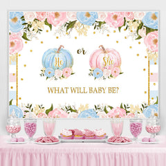 Toile de fond de douche de bébé floral Pimpkins rose et bleu