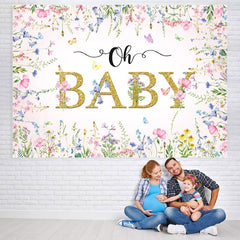 Toile de fond de douche de bébé printemps papillon rose et floral