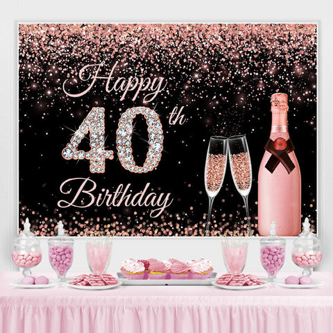 Toile de fond rose et paillettes joyeux 40e anniversaire pour femme Toile de fond rose et paillettes joyeux 40e anniversaire pour femme