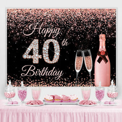 Toile de fond rose et paillettes joyeux 40e anniversaire pour femme