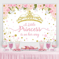Toile de fond de douche de bébé petite princesse couronne rose et or