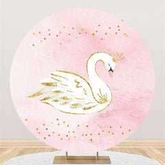 Toile de fond ronde sur le thème du cygne rose et or pour la fête