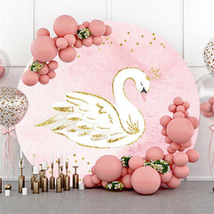 Toile de fond ronde sur le thème du cygne rose et or pour la fête