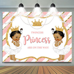 Toile de fond de douche de bébé princesse Twincess rose et or