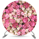 Fond de cercle joyeux anniversaire mur floral rose et rouge