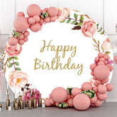 Fond de cercle joyeux anniversaire fleur rose et rouge