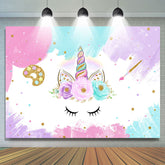 Floral rose et blanc avec toile de fond de douche de bébé licorne