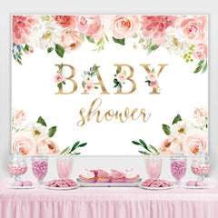 Fleur rose et blanche avec des plantes toile de fond de douche de bébé