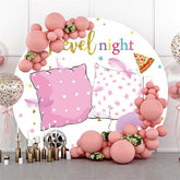 Oreillers roses et blancs autour de fond de nuit Glitter Revel