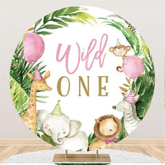 Ballon Rose Animaux Sauvages Un Anniversaire Cercle Toile De Fond