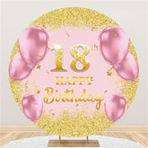 Ballons roses ronds paillettes d'or 18e anniversaire toile de fond