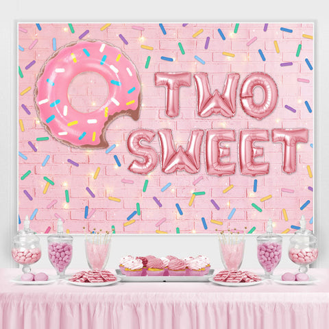 Brique rose et beignet 2e toile de fond de fête d'anniversaire douce Brique rose et beignet 2e toile de fond de fête d'anniversaire douce
